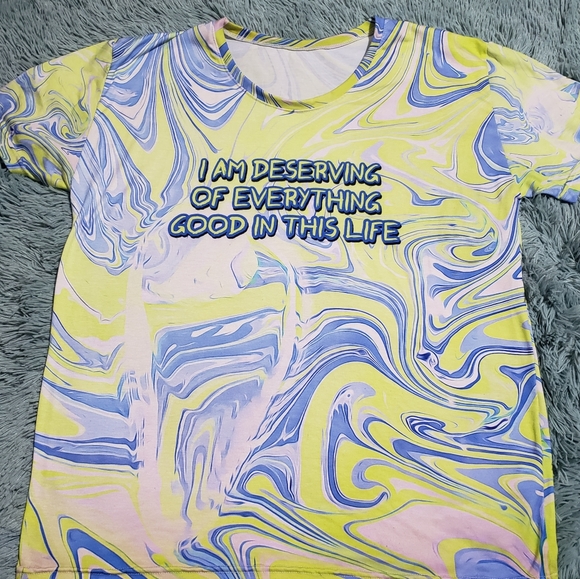 Unisex Yellow and Blue Marbled Inspirational Shirt - Picture 1 of 4
